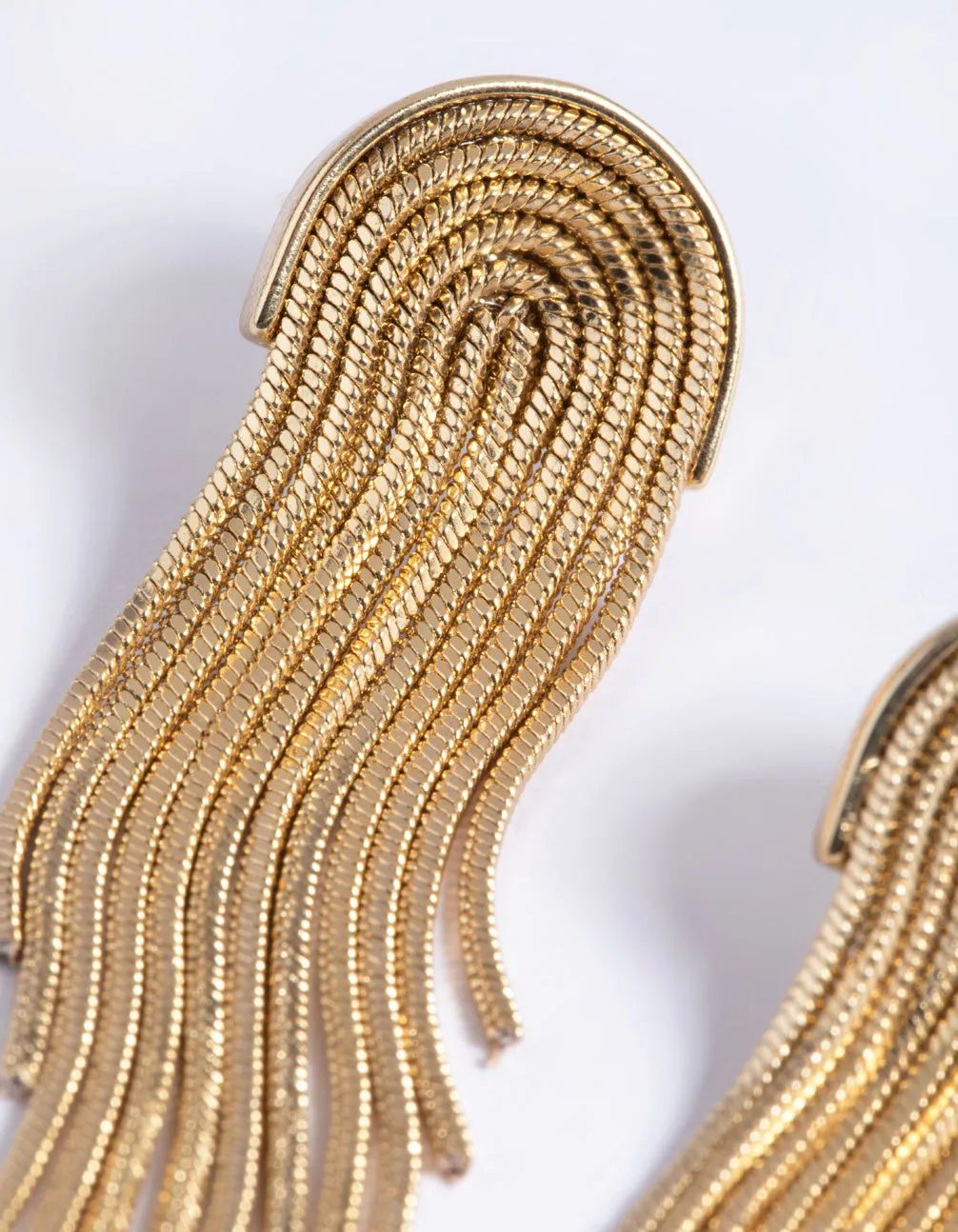 Gold Plated Brass Box Chain Drop Earrings