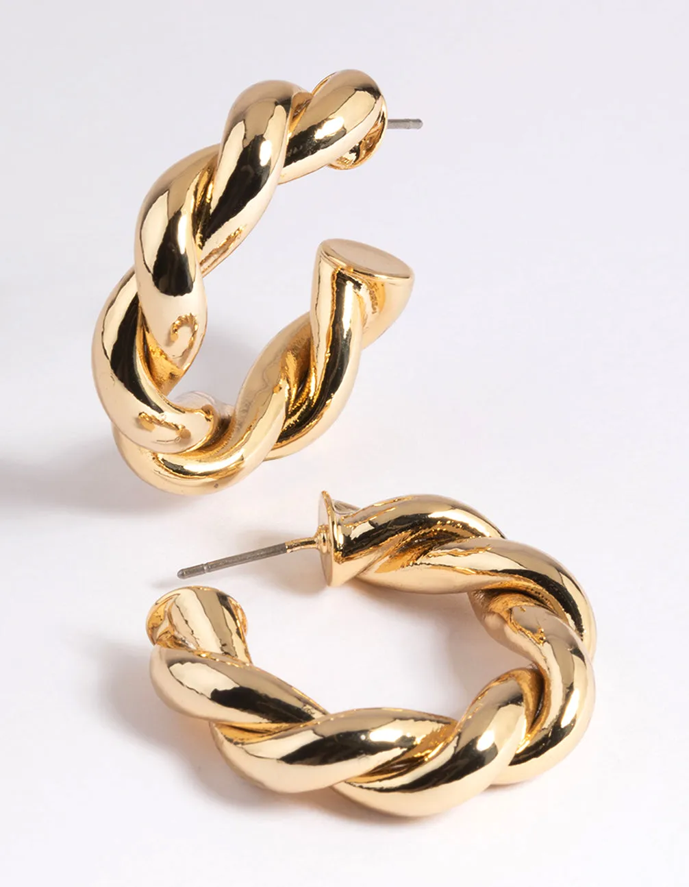 Gold Plated Brass Croissant Hoop Earrings