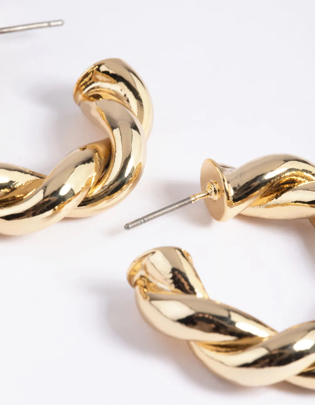 Gold Plated Brass Croissant Hoop Earrings