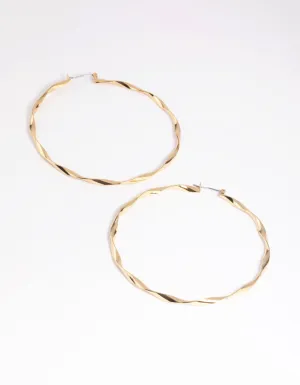 Gold Plated Flat Hoop Earrings