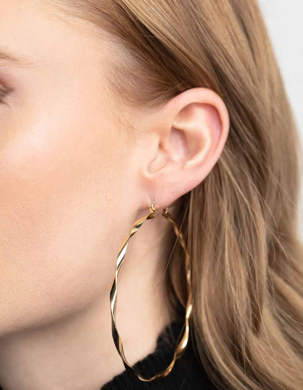 Gold Plated Flat Hoop Earrings