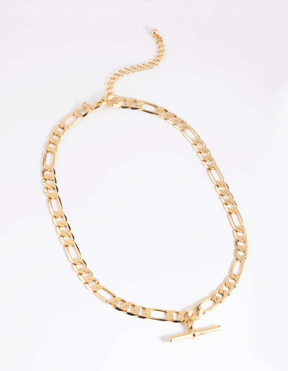 Gold Plated Fob Figaro Chain Necklace