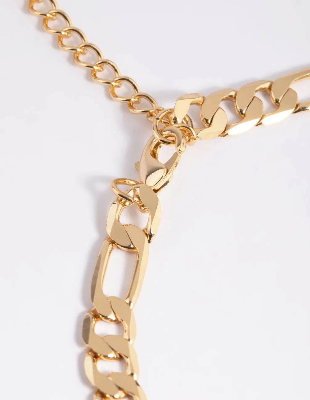 Gold Plated Fob Figaro Chain Necklace