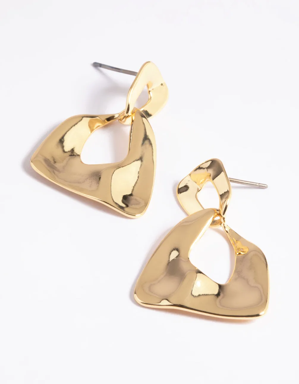 Gold Plated Molten Door Knocker Earrings