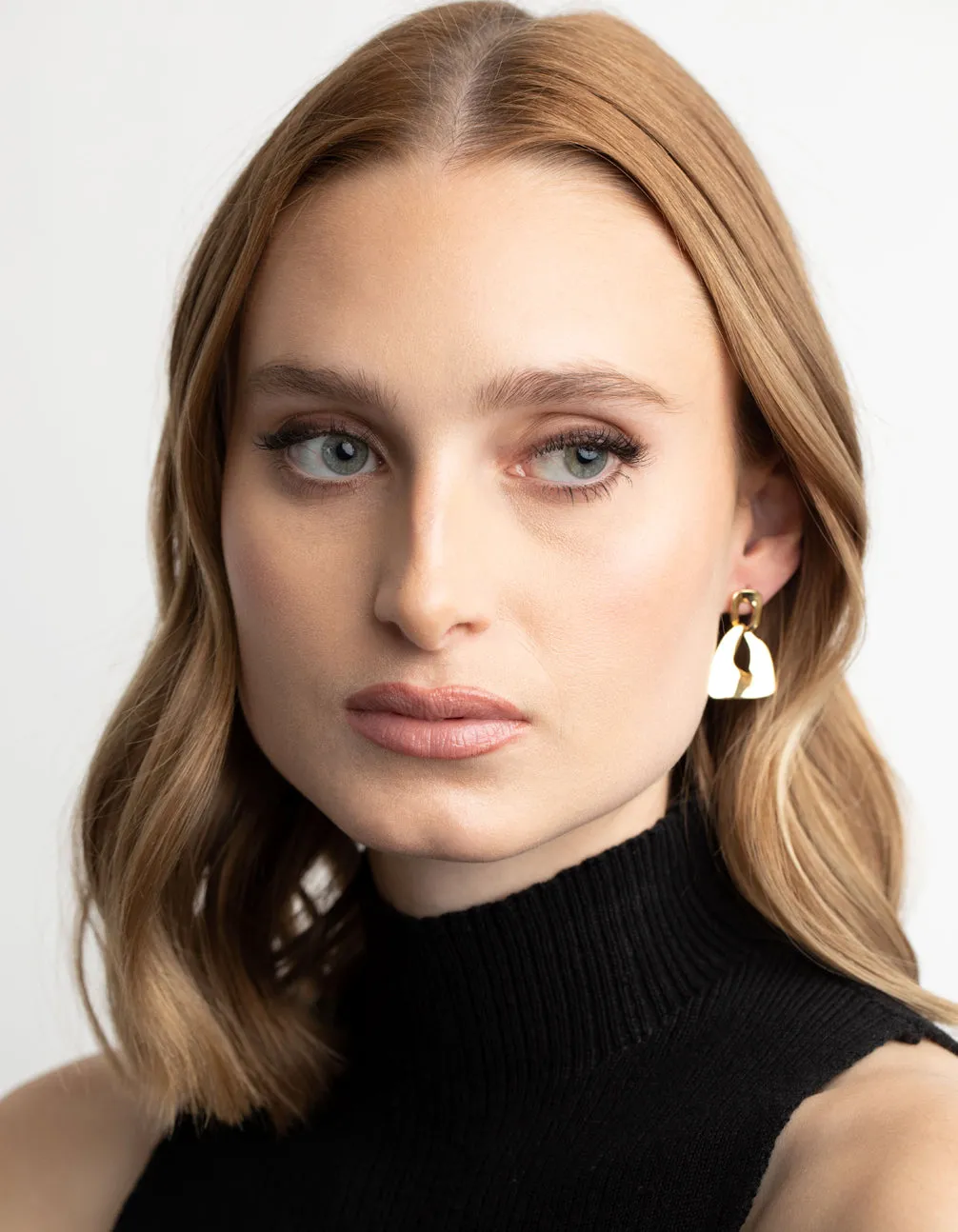 Gold Plated Molten Door Knocker Earrings