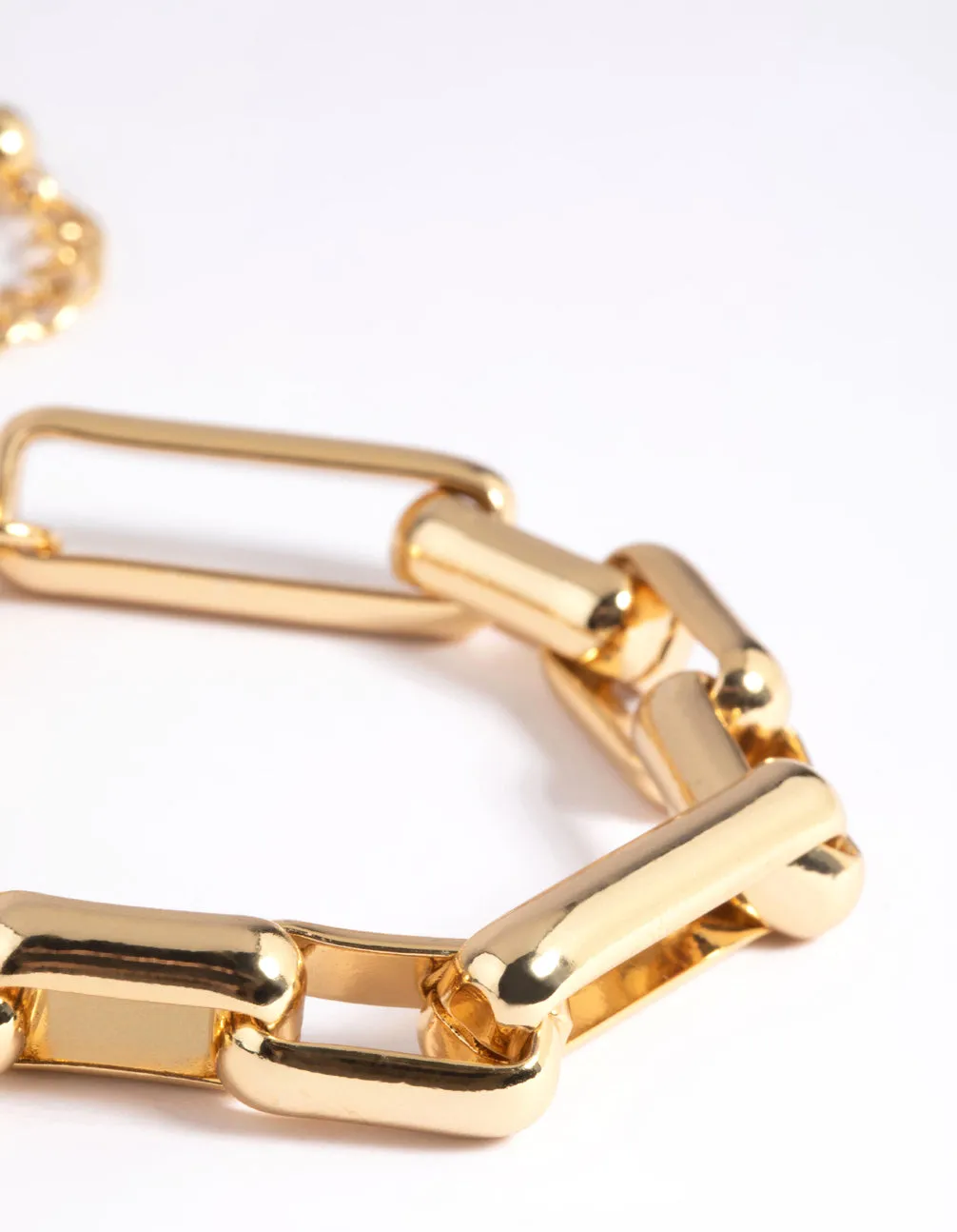 Gold Plated Rectangle Link Bracelet