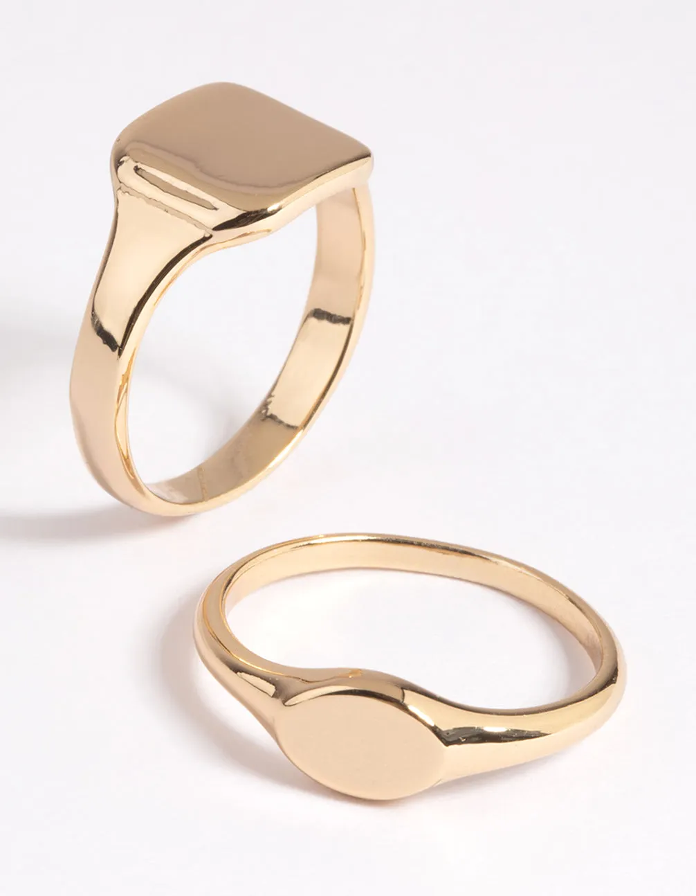 Gold Plated Signet Ring Stack Pack