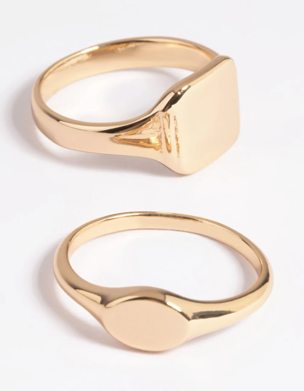 Gold Plated Signet Ring Stack Pack