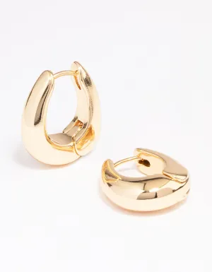 Gold Plated Small Bold Oval Hoop Earrings