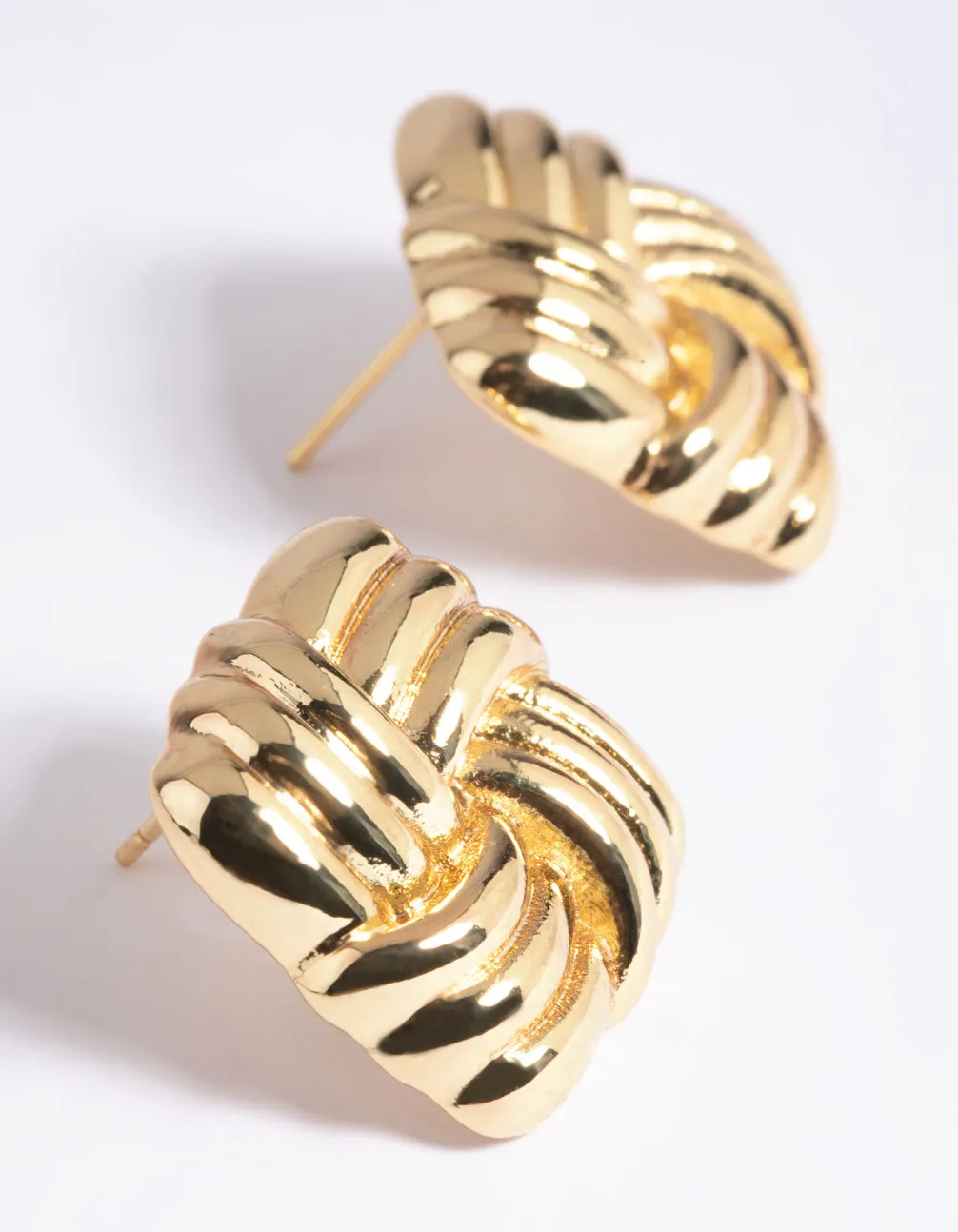 Gold Plated Square Woven Stud Earrings