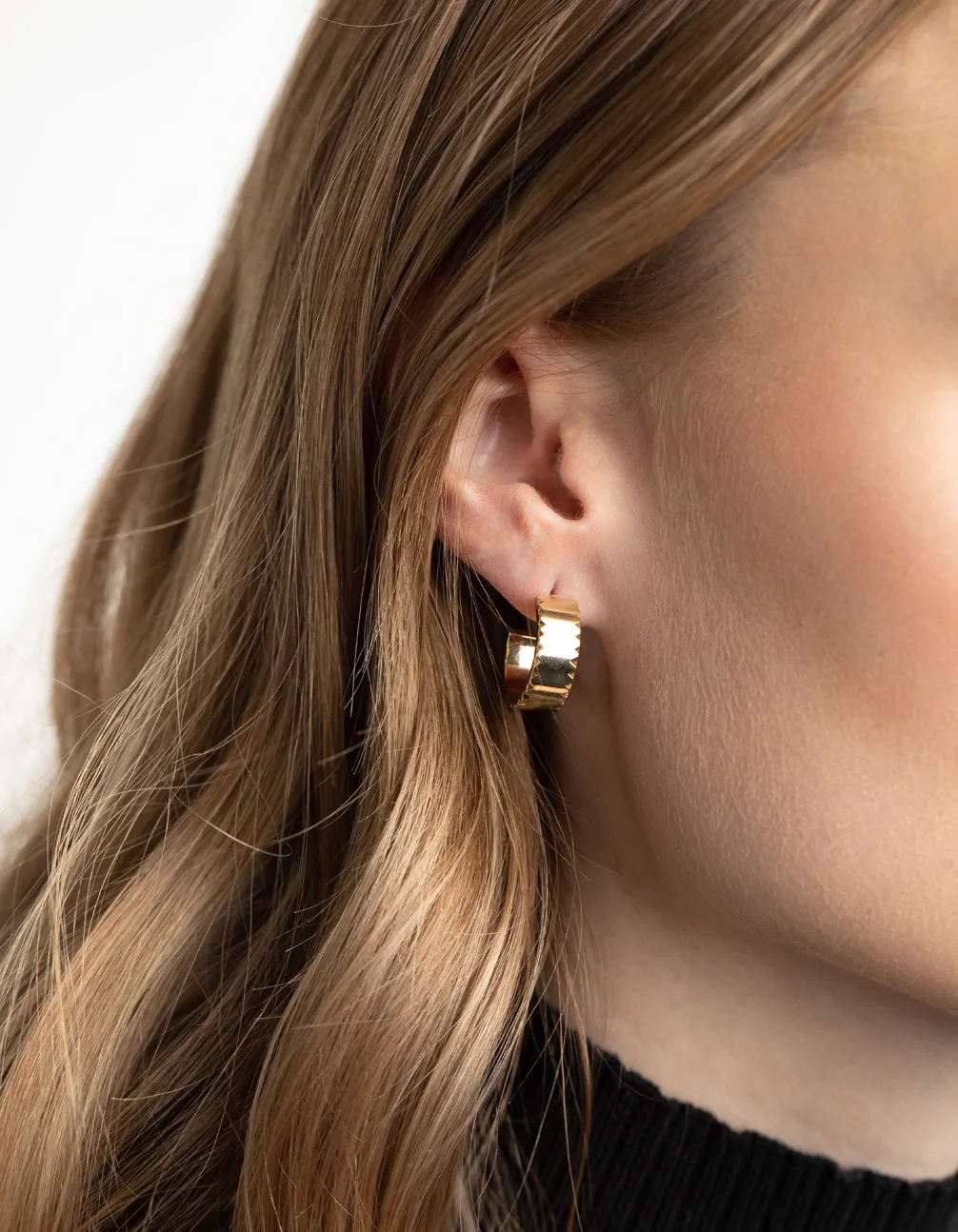 Gold Plated Textured Hoop Earrings