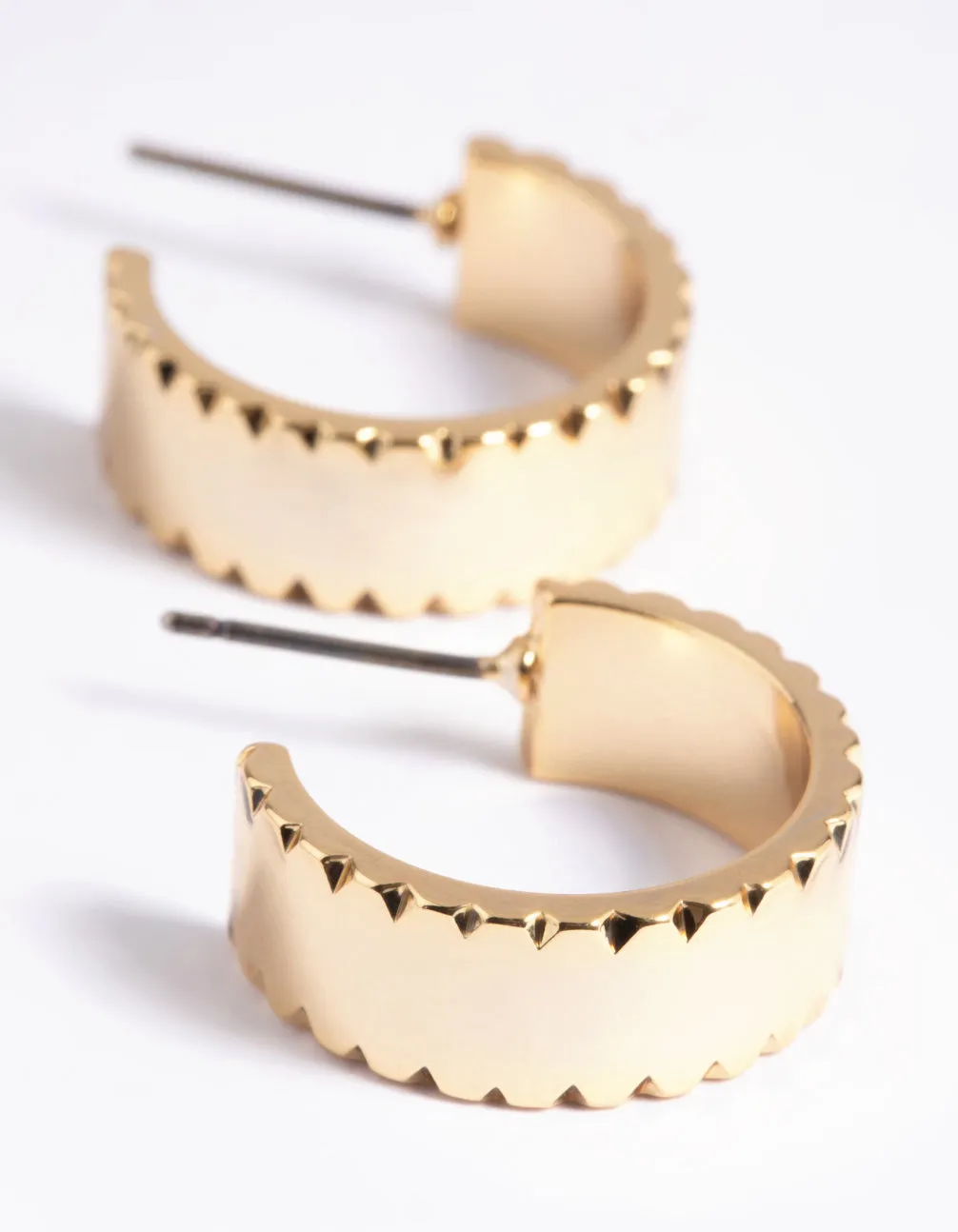 Gold Plated Textured Hoop Earrings