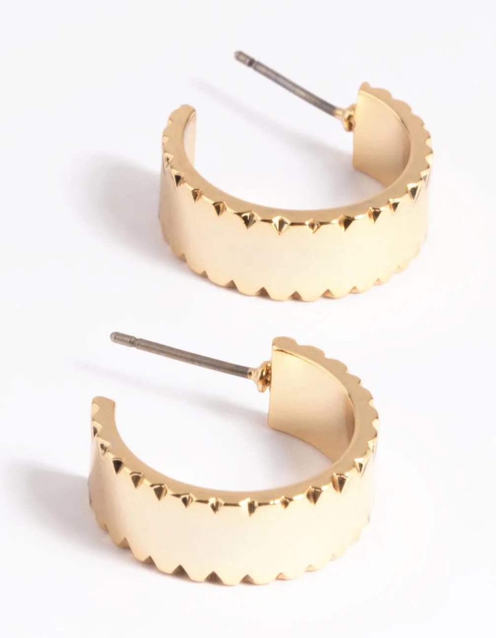 Gold Plated Textured Hoop Earrings