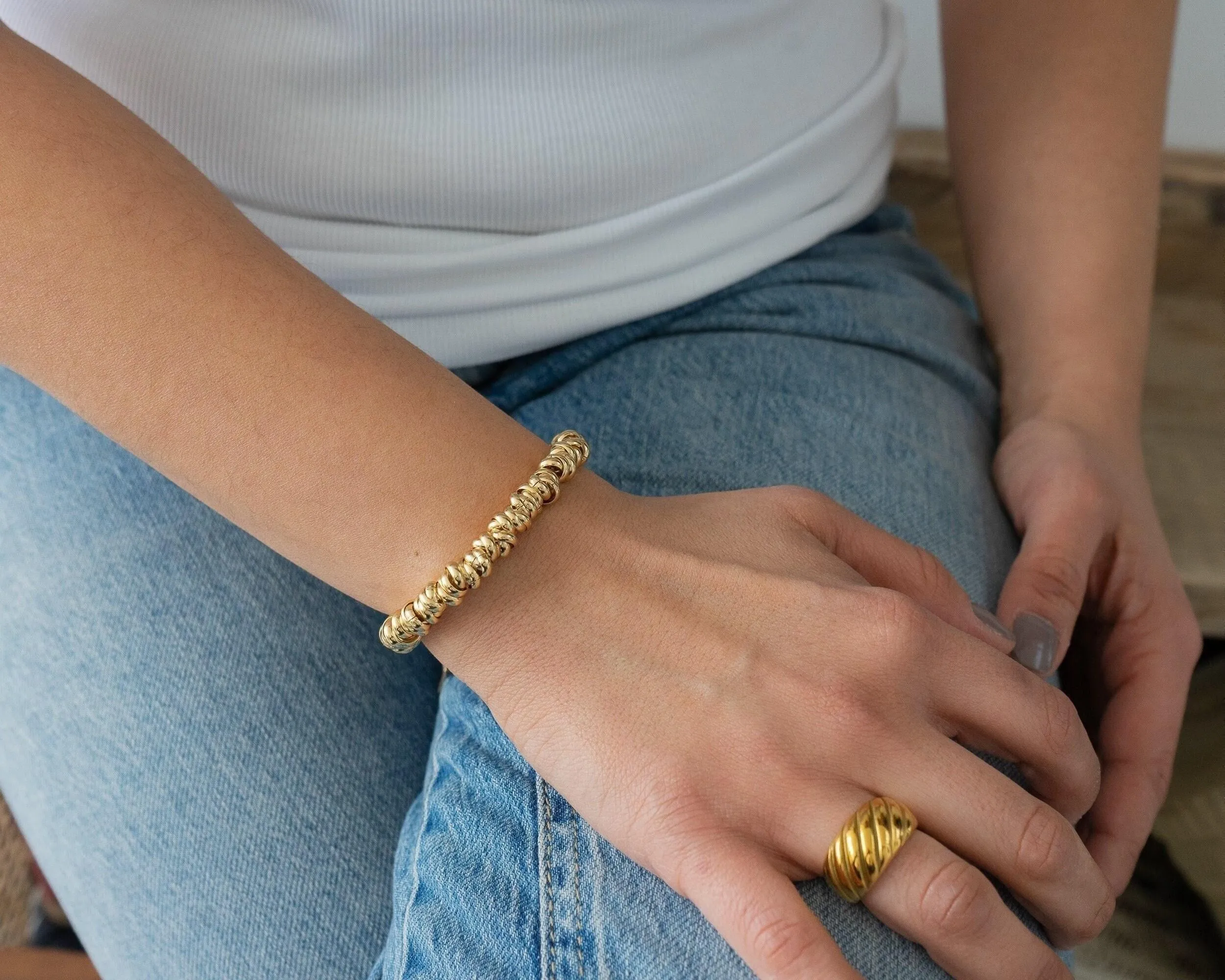 Gold Rings Chain Bracelet