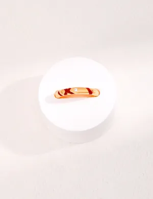 Gold Simple Intertwined Red Line Zircon Rings