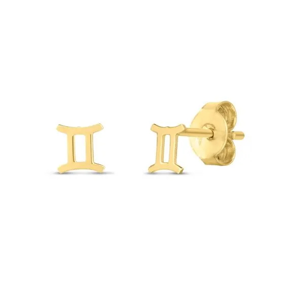 Gold Zodiac Stud Earrings