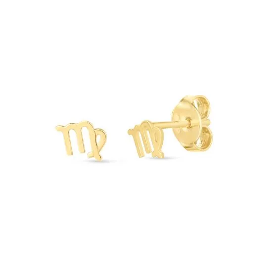 Gold Zodiac Stud Earrings