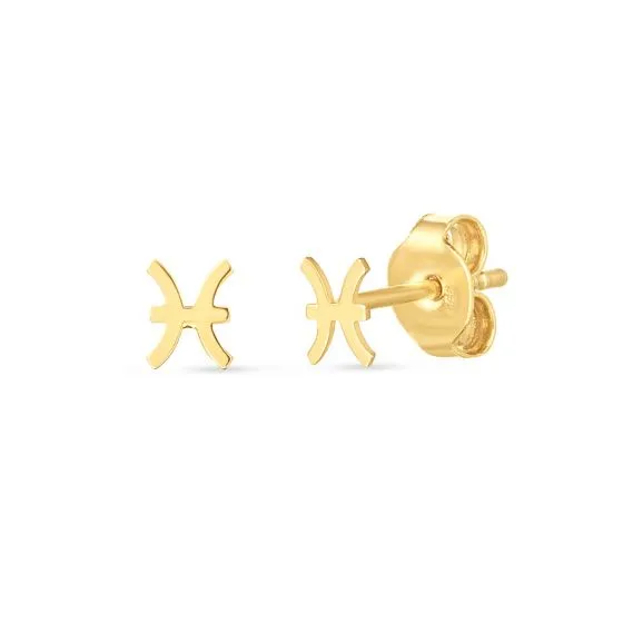 Gold Zodiac Stud Earrings