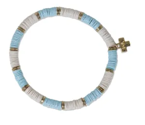 Grace Two-Color Block Sequin Stretch Bracelet Light Blue/Ivory