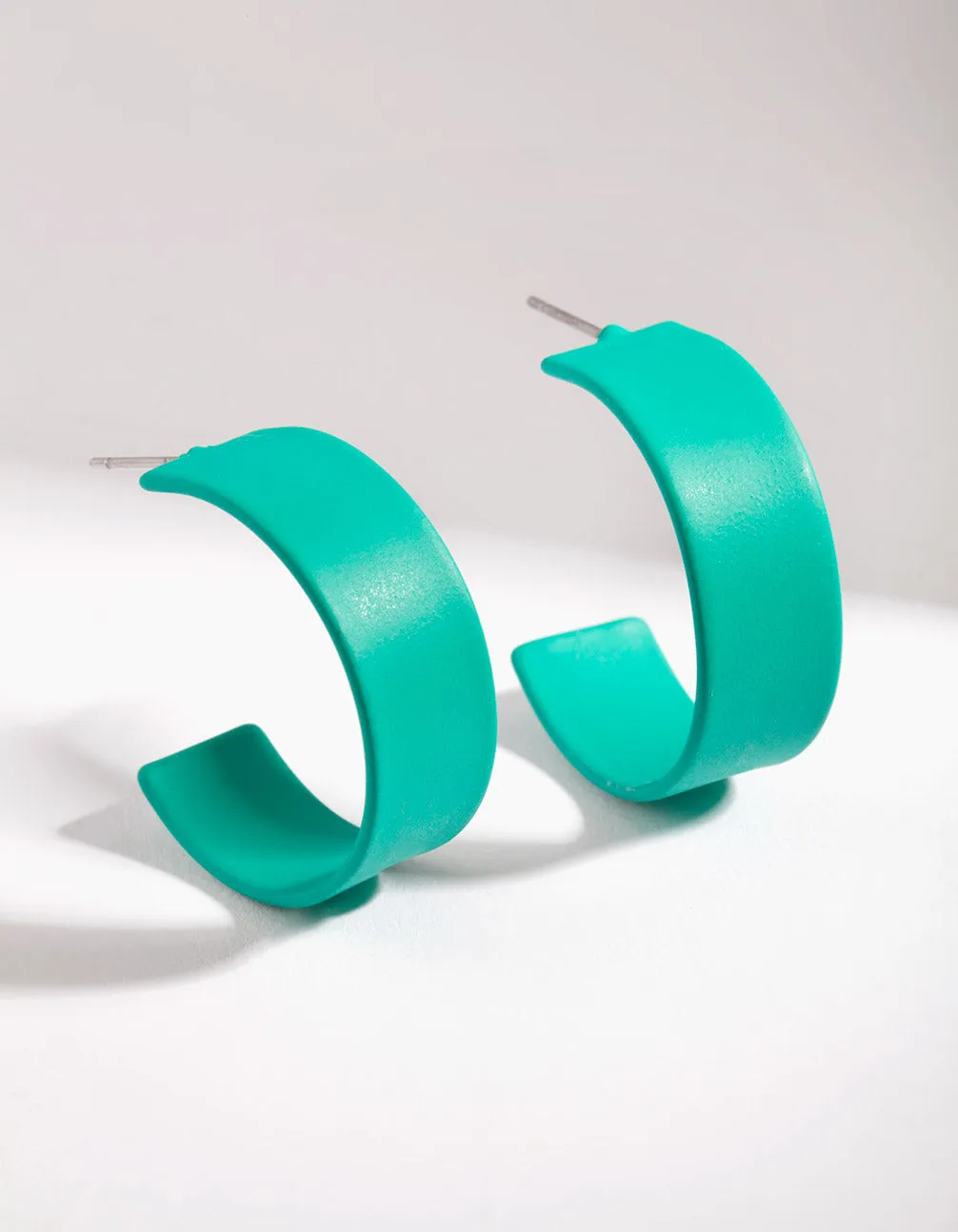 Green Simple Flat Hoop Earrings