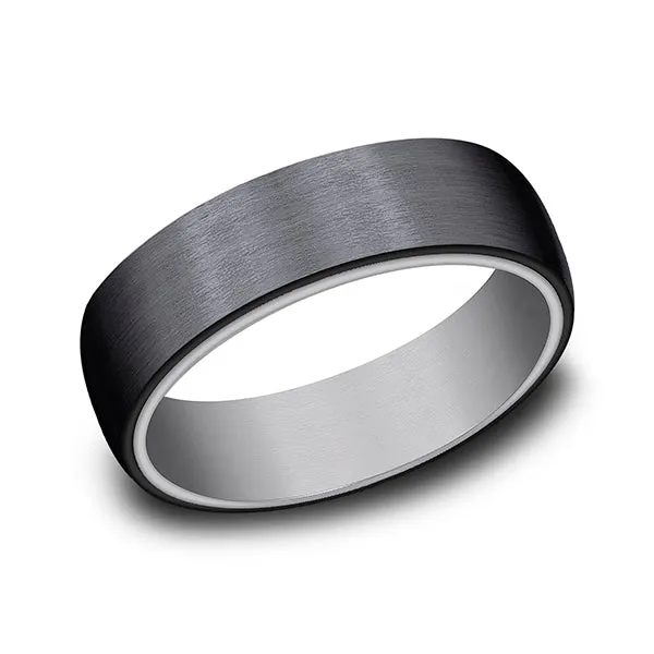 Grey Tantalum and Black Titanium ring in ring style Comfort-fit wedding band