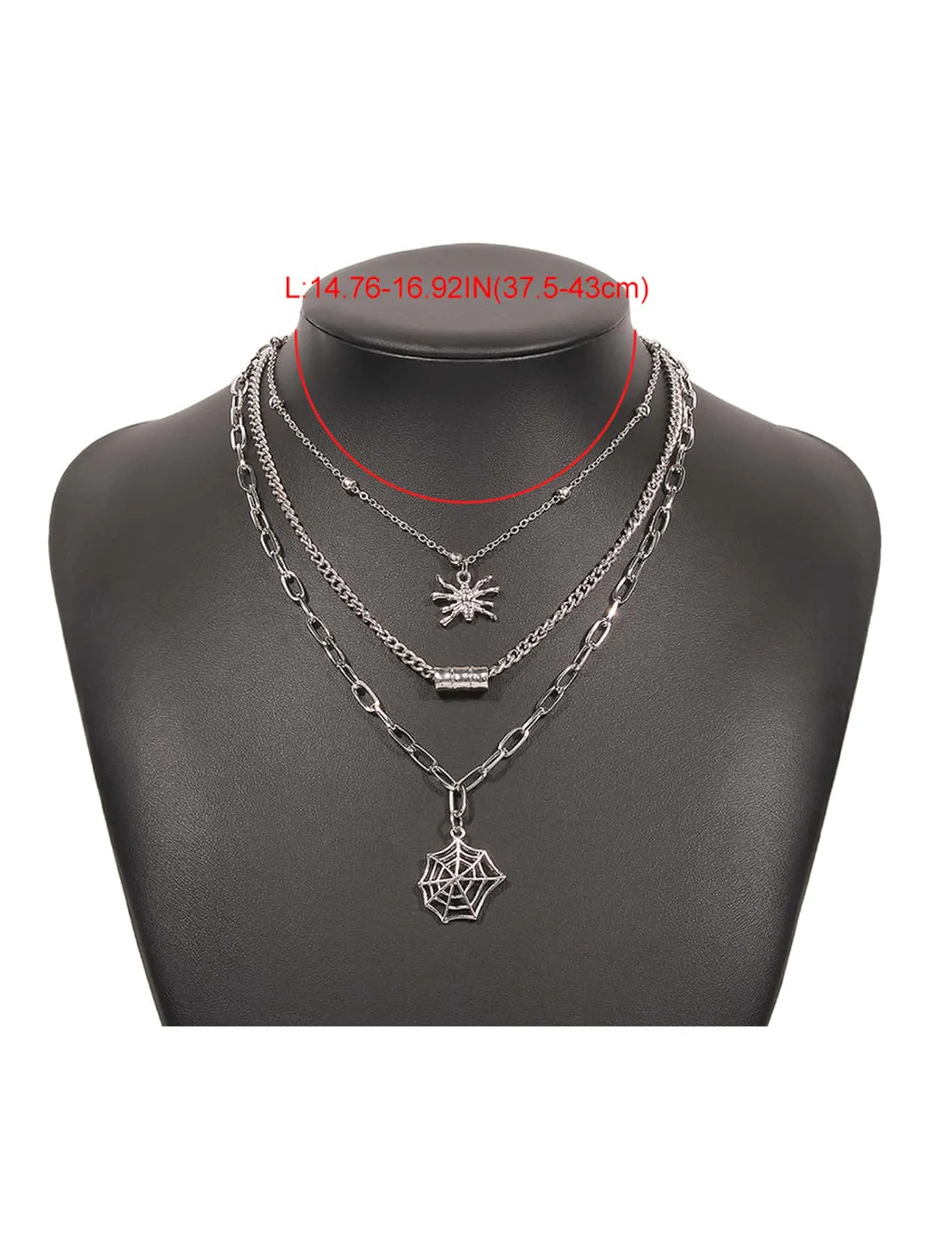 Halloween Spider & Cobweb Charm Layered Necklace Jewelry for Women Gift for Her