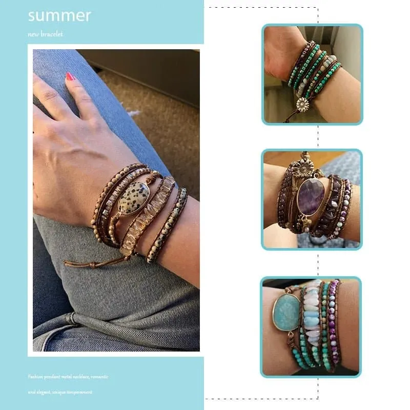 Handmade Natural Stone Bracelets - Semi-Precious Stone Wrap Bracelets