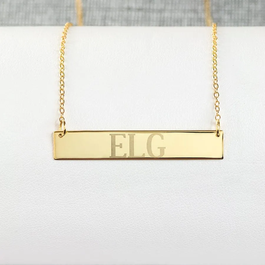 Horizontal bar name necklace