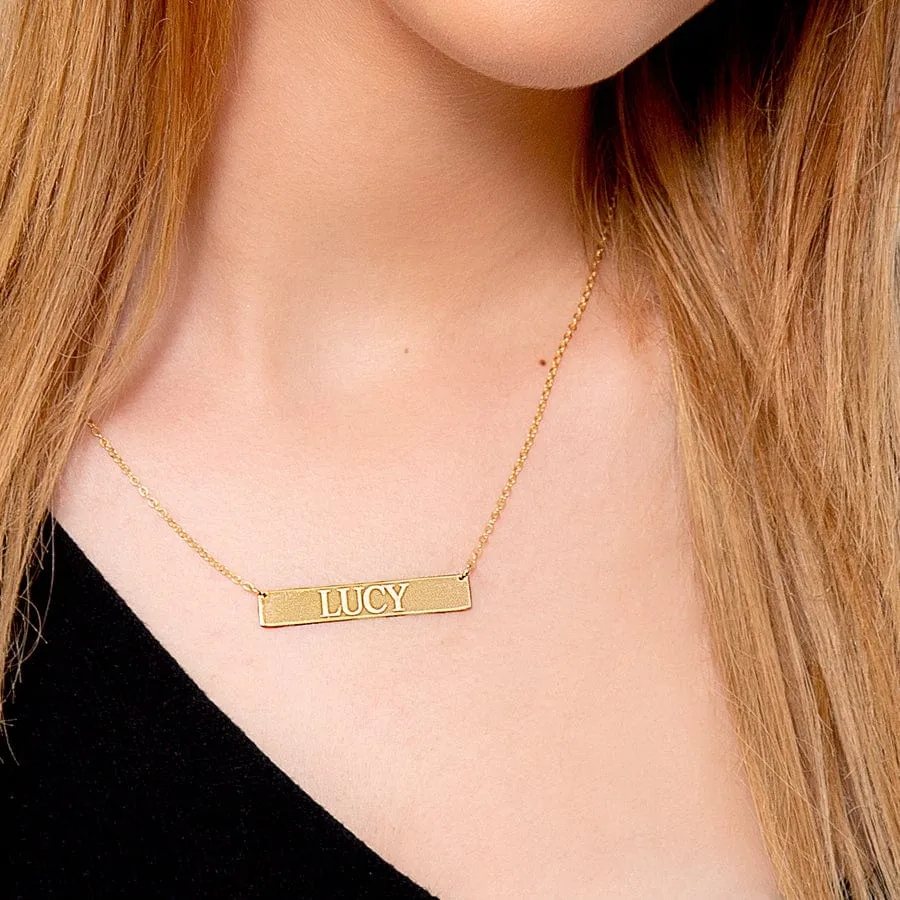 Horizontal bar name necklace