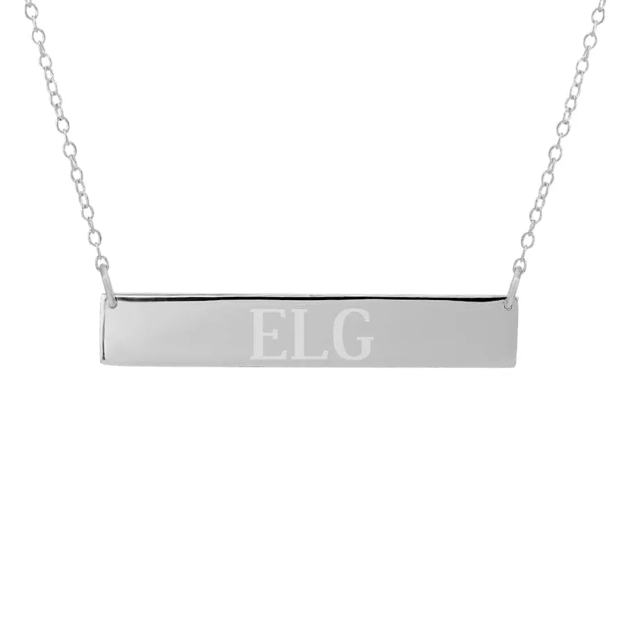 Horizontal bar name necklace