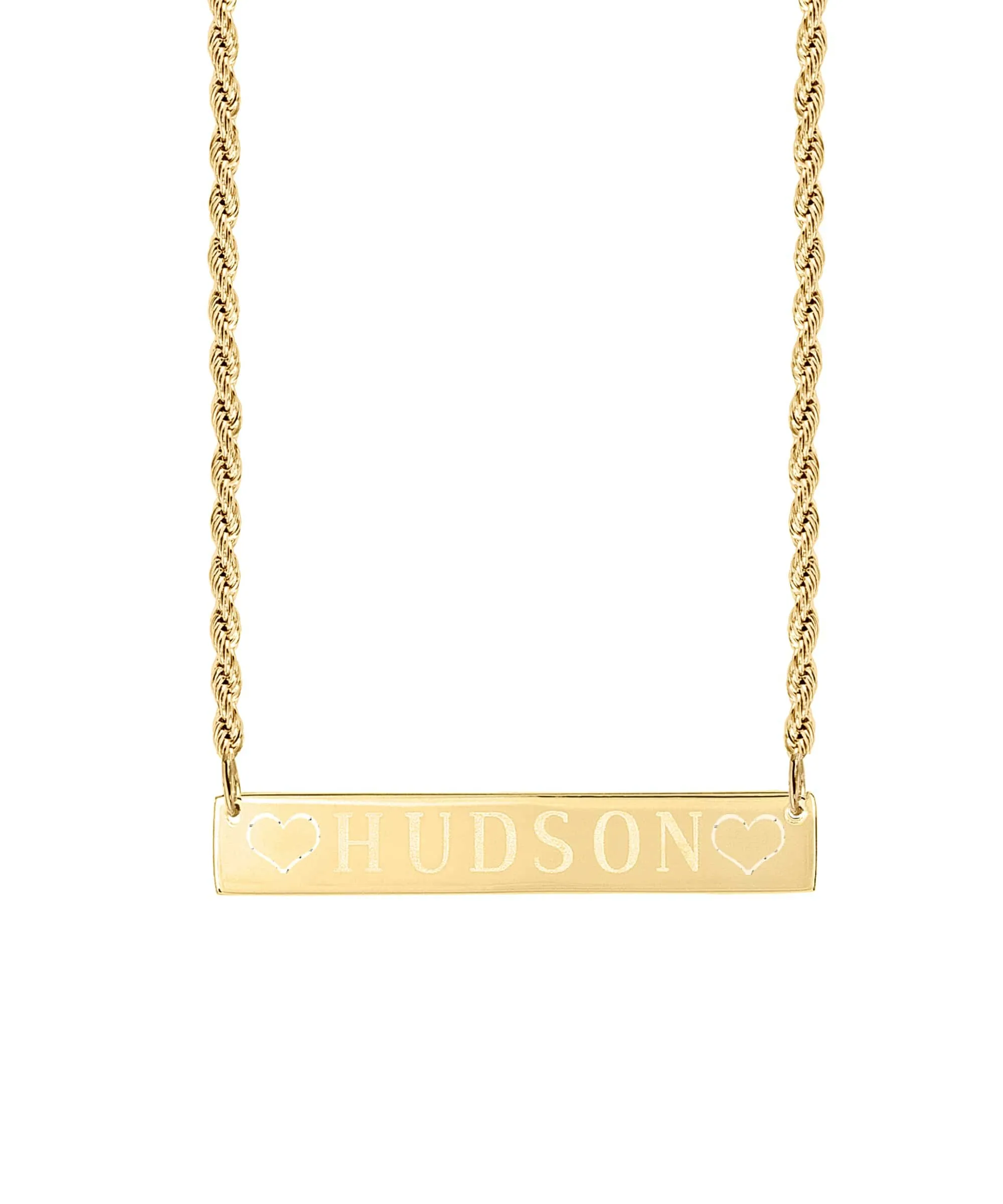 Horizontal bar name necklace