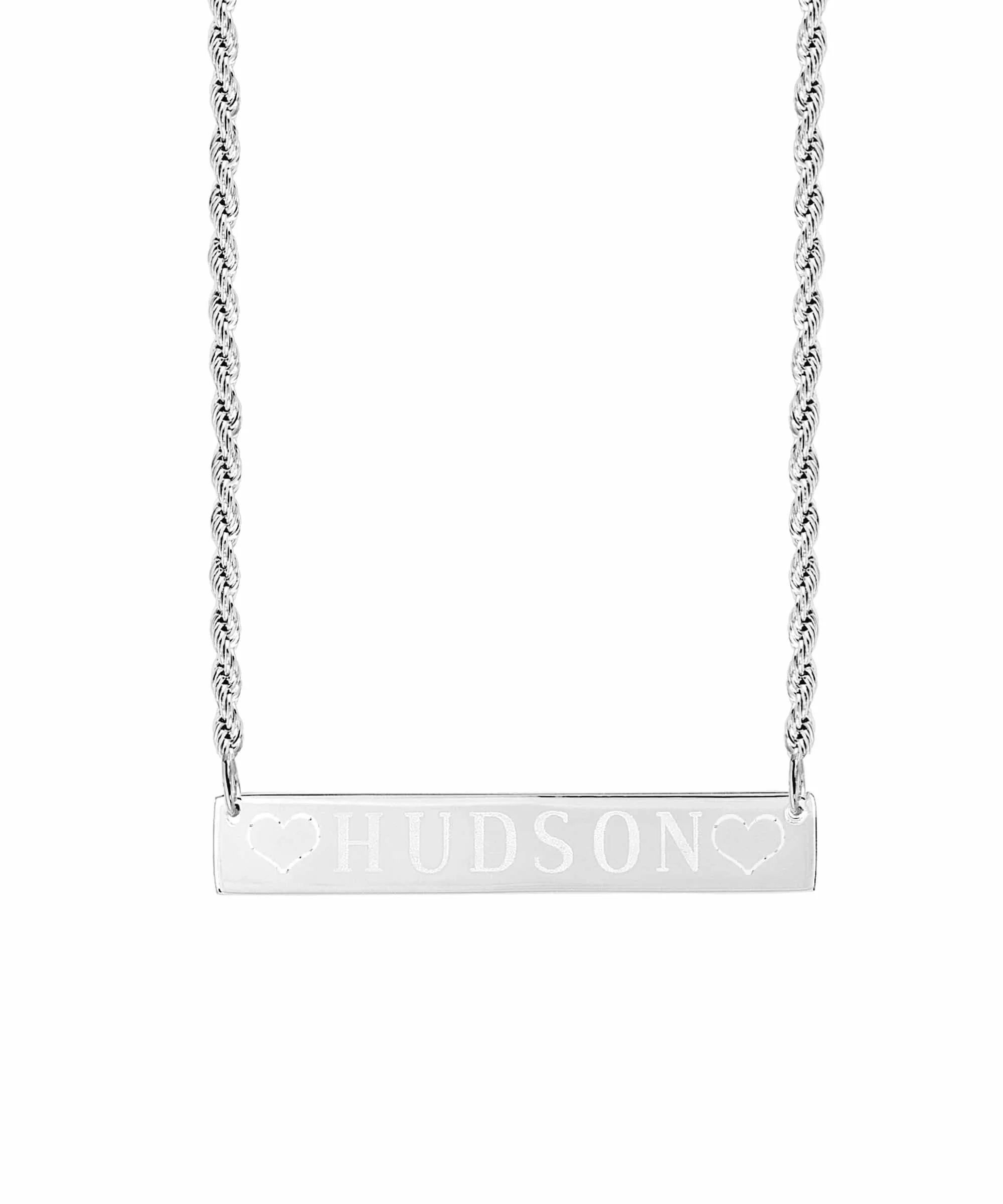 Horizontal bar name necklace