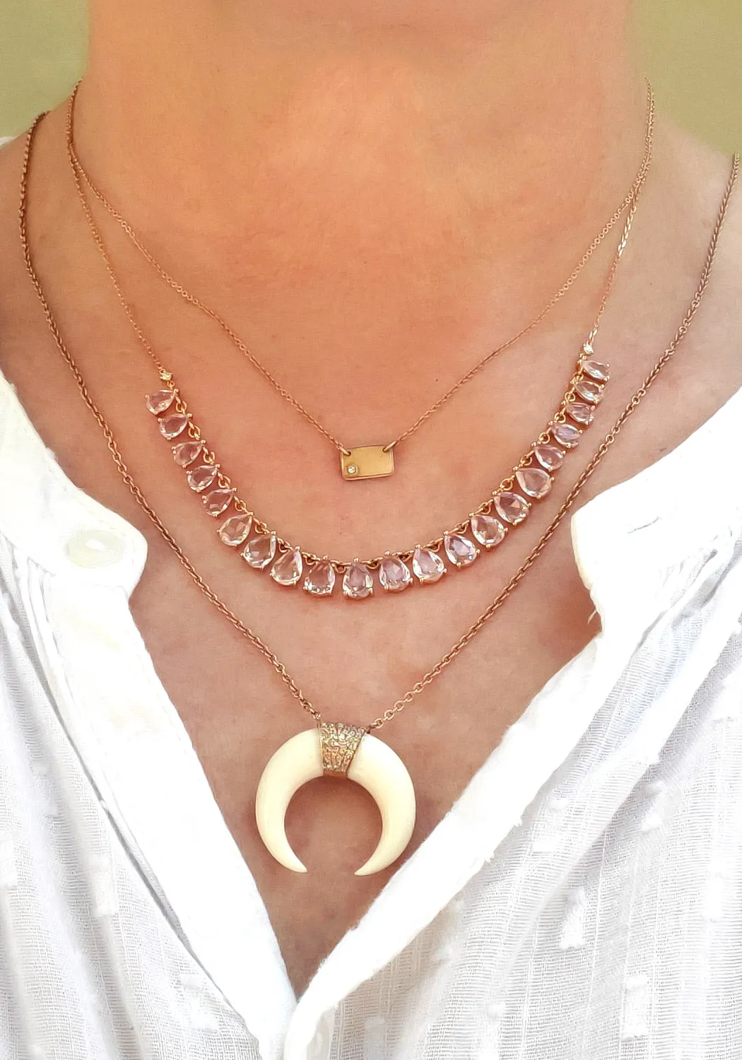 ILA Postcard 14K Rose Gold .01 Diamond Necklace