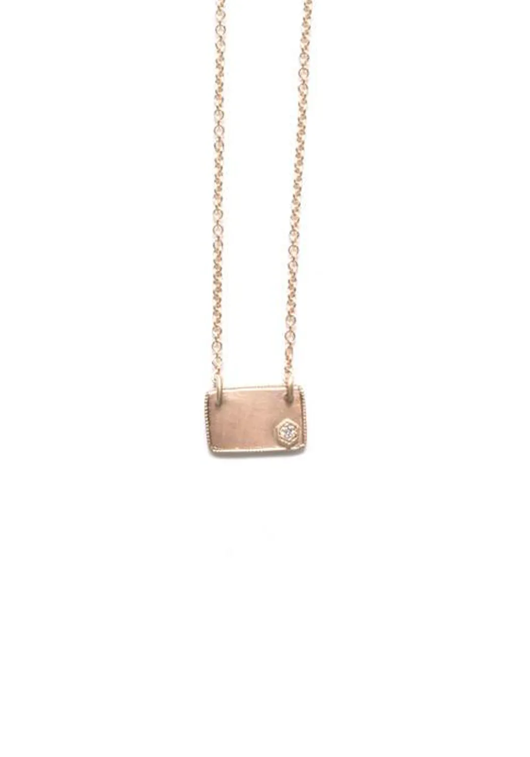 ILA Postcard 14K Rose Gold .01 Diamond Necklace