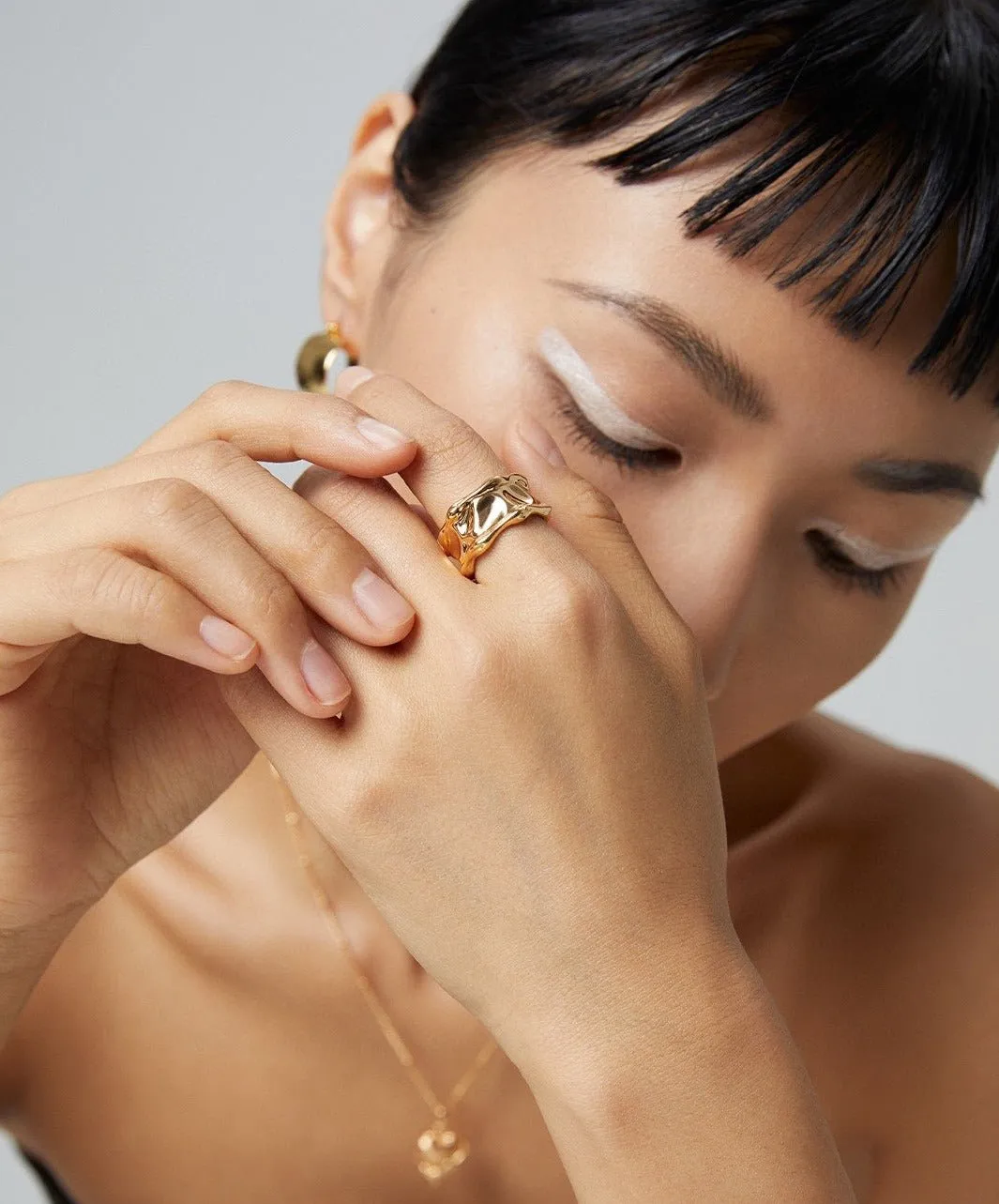 Irregular Lava Wide Face Ring