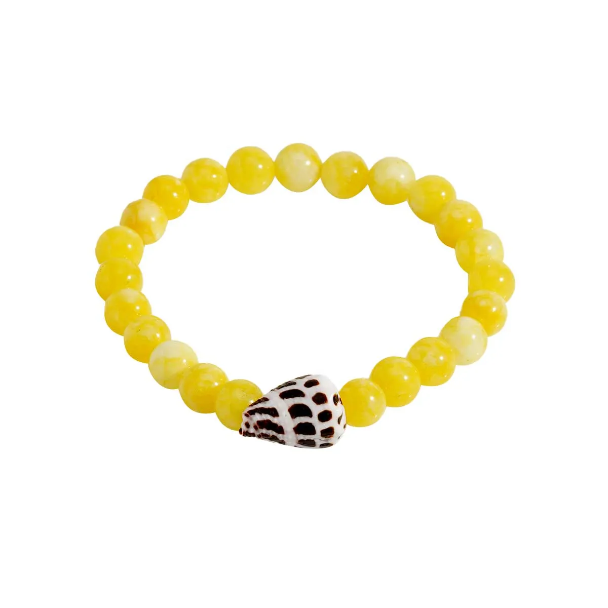 *Lemon Jade Gemstone Cone Shell Bracelet, S/M