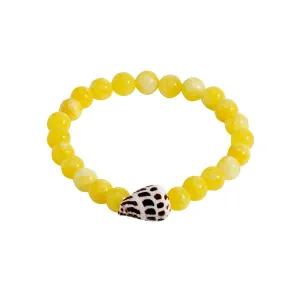 *Lemon Jade Gemstone Cone Shell Bracelet, S/M