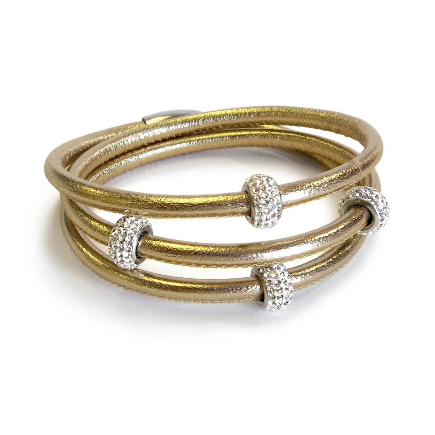 Liza Schwartz Paris Stack 2-Pack Metallic Bracelets - Gold & Silver Bedazzle