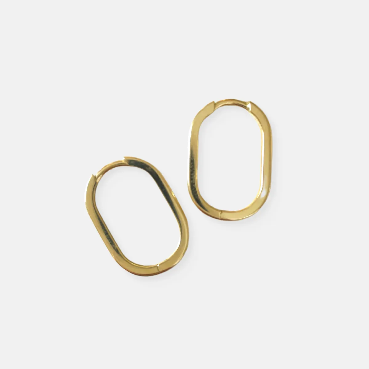 Long Oval Huggie Hoop Earrings