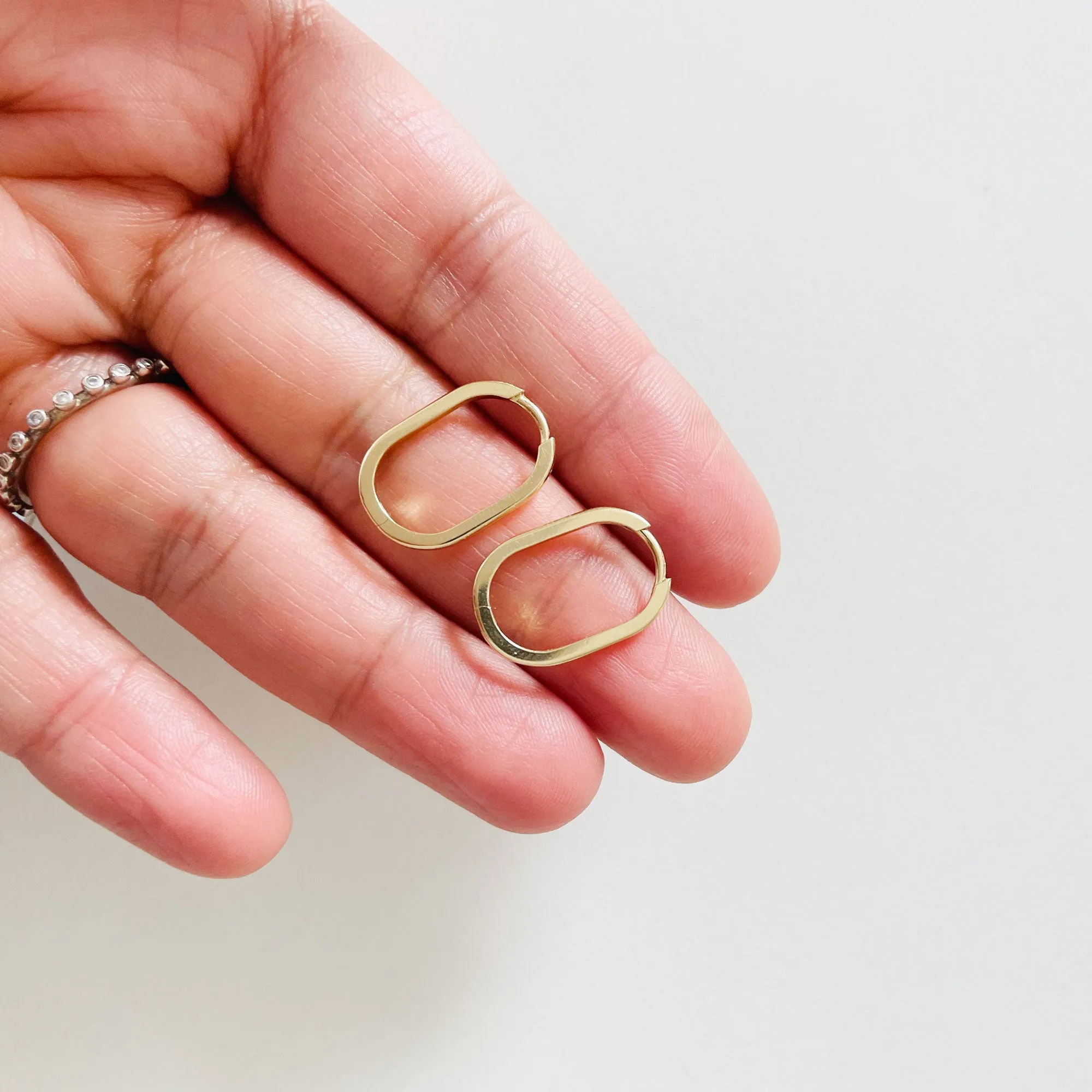 Long Oval Huggie Hoop Earrings