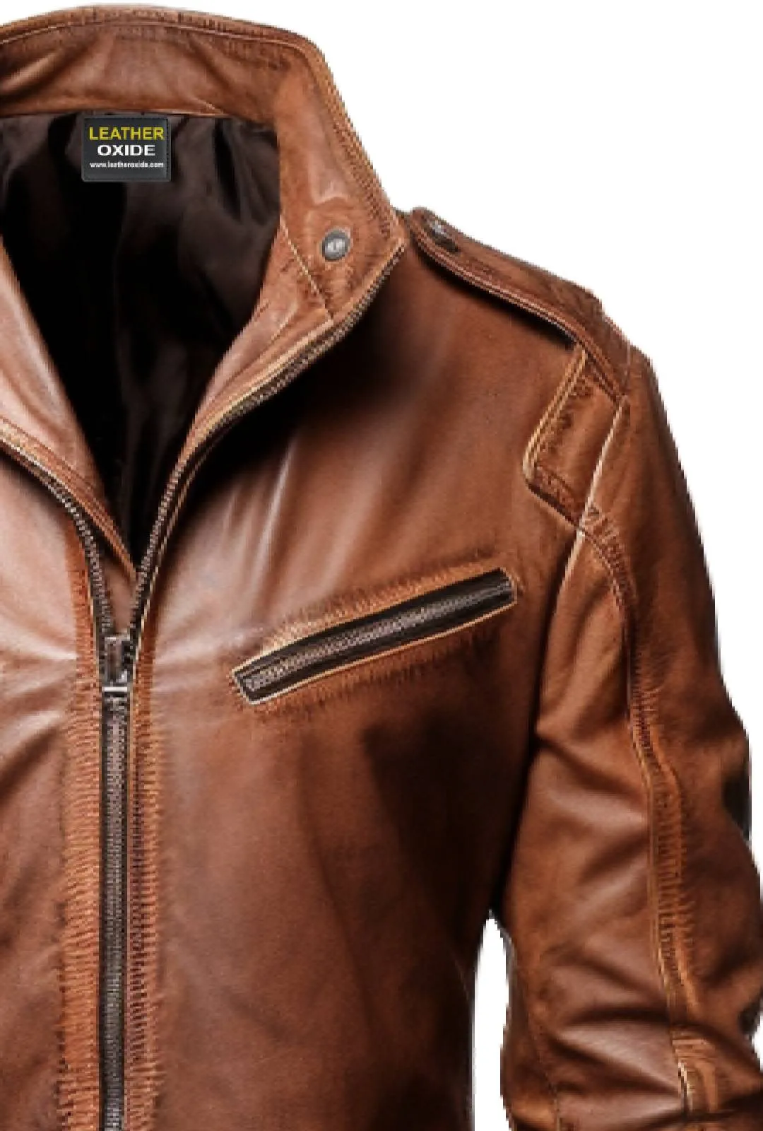 Men Brown Leather Jacket - Distressed Brown Leather Jacket