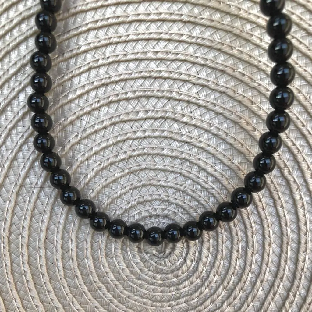 Mens Black Onyx Beaded Long and Short 6mm Necklaces