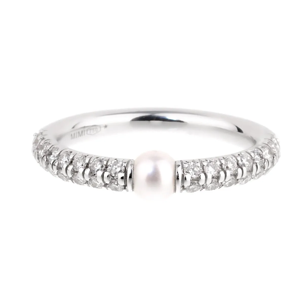 Mimi Milano Diamond Pearl White Gold Ring