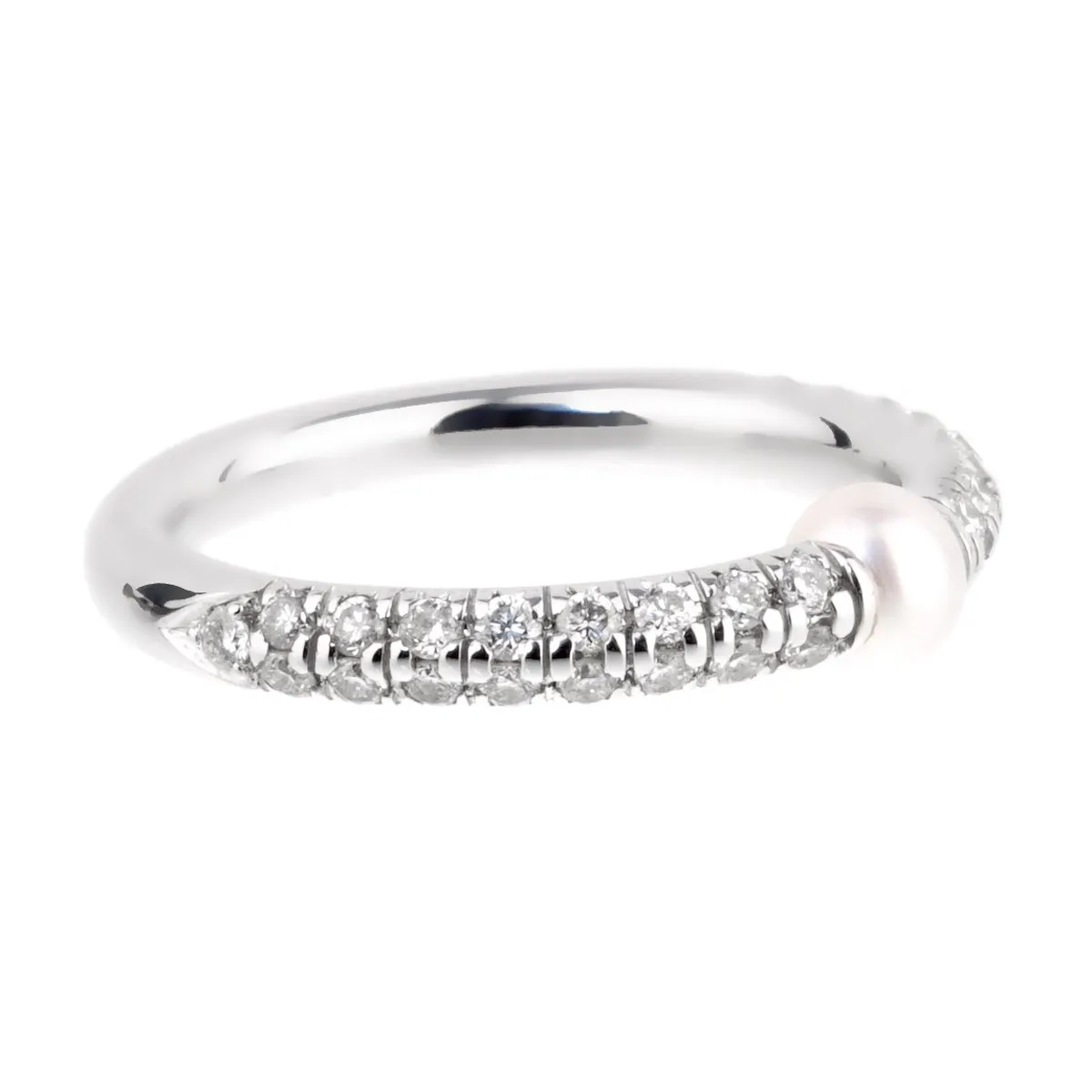 Mimi Milano Diamond Pearl White Gold Ring