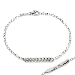 Monica Rich Kosann 7" "Breathe" Poesy Bracelet with Decorative Leaf Pattern in Sterling Silver