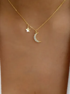 Moon & Star Charm Necklace Jewelry for Women Gift for Her Necklace Accessories