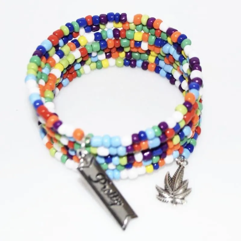 Multicolor  Seed Bead Charm Steel Boho Wrap Around Bracelets