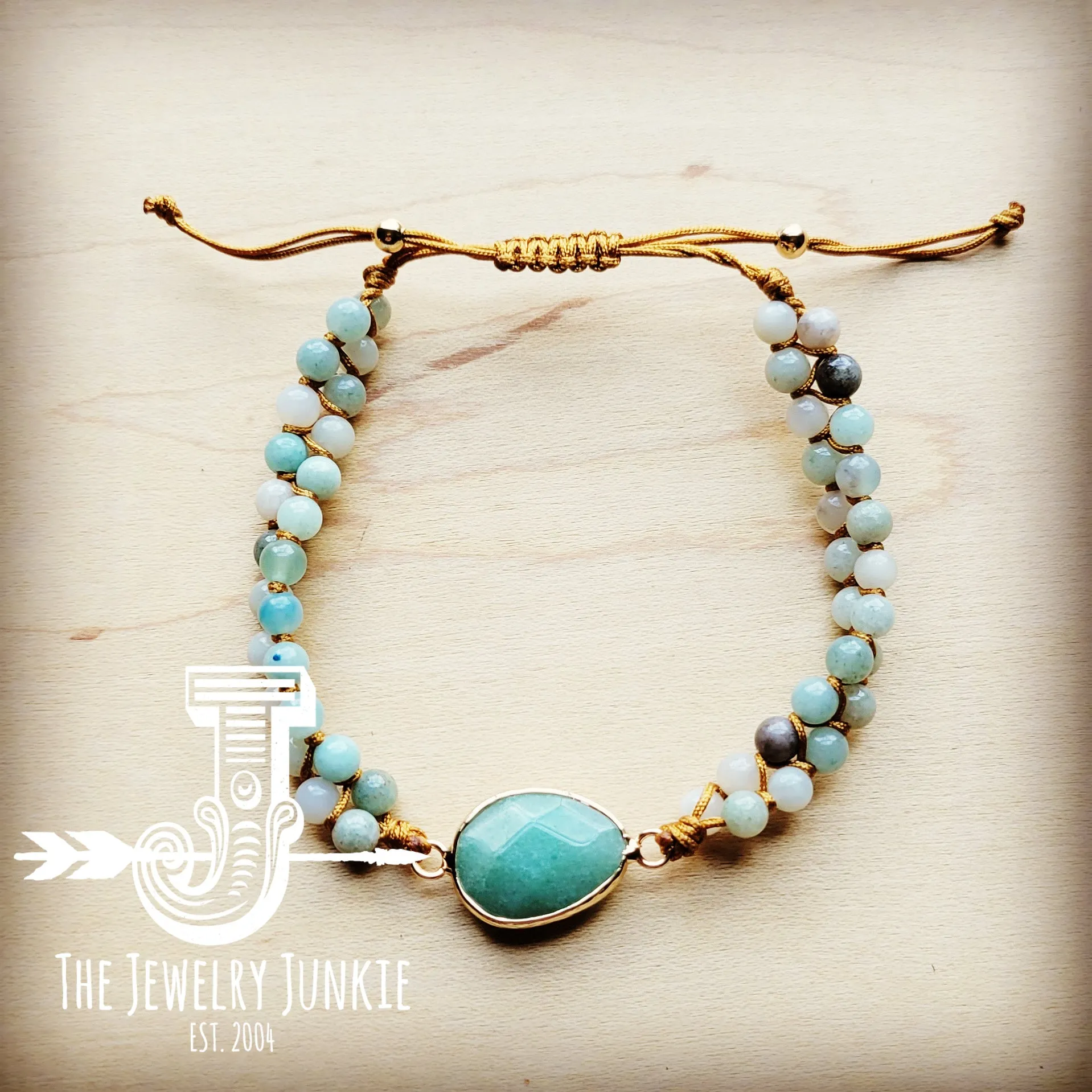 **Natural Jasper and Amazonite Woven Bracelet 808b