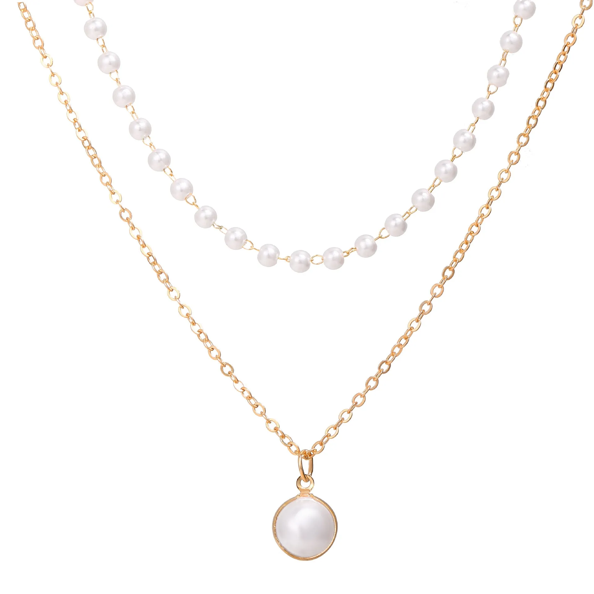 New Fashionable Artificial Pearl Double Layer Necklace For Women