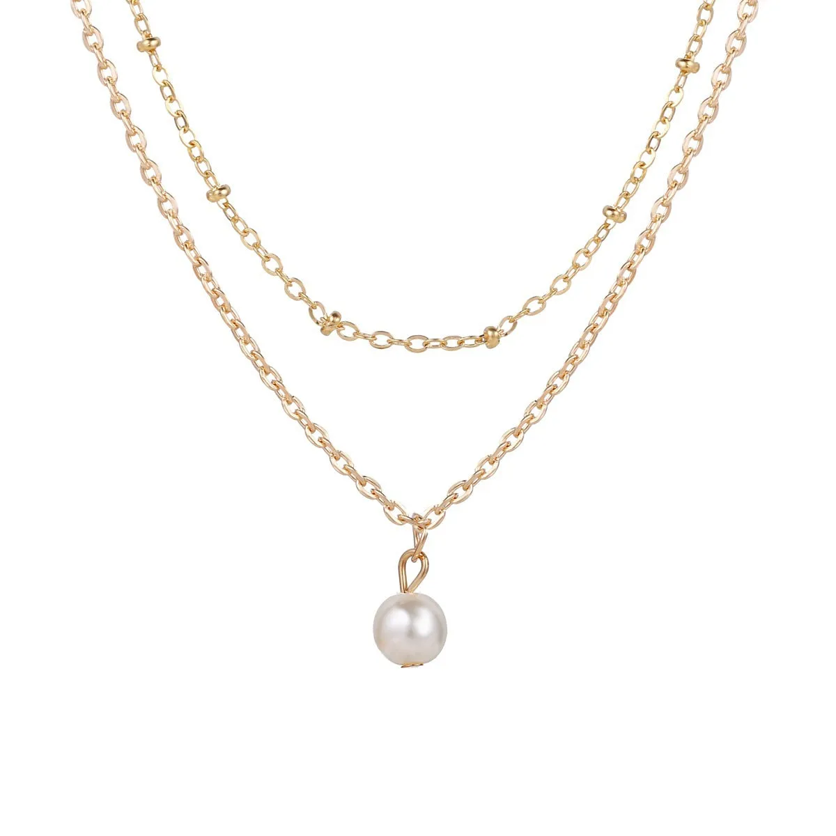 New Fashionable Artificial Pearl Double Layer Necklace For Women